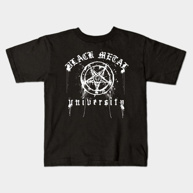 BLACK METAL UNIVERSITY Kids T-Shirt by shethemastercovets